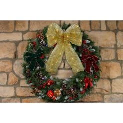 9 In. 36-Light Battery Operated LED Gold Everyday Bow -Northlight Shop starlite creations christmas tree ribbon eb04 y006 a1 d4 1000