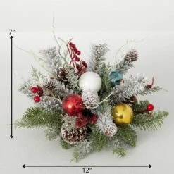 7" Shiny Ball Frosted Pine Artificial Christmas Orb Centerpiece, Multicolor -Northlight Shop sullivans artificial christmas plants orb177 1f 1000
