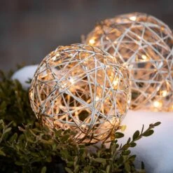 7 In. And 6 In. Gold Lighted Hanging Globe - Set Of 2, Gold Christmas Ornaments -Northlight Shop sullivans christmas figurines or10773 go 4f 1000