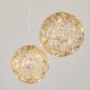 7 In. And 6 In. Gold Lighted Hanging Globe - Set Of 2, Gold Christmas Ornaments