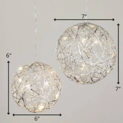 7 In. And 6 In. Lighted Silver Hanging Globes - Set Of 2, Silver Christmas Ornaments 7 7 In. And 6 In. Lighted Silver Hanging Globes - Set Of 2, Silver Christmas Ornaments -Northlight Shop sullivans christmas figurines or10773 si 1f 1000