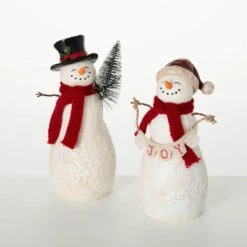 8.25 In. And 8.75 In. Christmas Joyful Snowmen Figurine Set Of 2