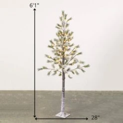 6 In. Lit Snowy Pruned Pine Christmas Tree, Multicolored -Northlight Shop sullivans christmas figurines tr1196 1f 1000