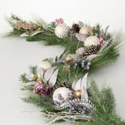 72 In. Mixed Ball Pine Unlit Artificial Christmas Garland, Multicolored Christmas Garland