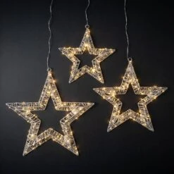 13.75", 17.75" & 21.5" Christmas Silver Lighted Star Set Of 3 -Northlight Shop sullivans christmas novelty lights met2390 1f 1000