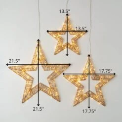 13.75", 17.75" & 21.5" Christmas Gold Lighted Star Set Of 3 -Northlight Shop sullivans christmas novelty lights met2391 44 1000