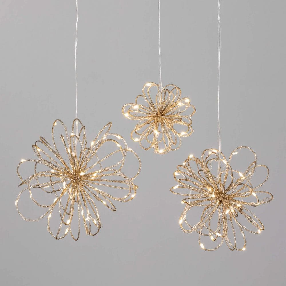 6.5", 5.5" & 4" Christmas Lighted Gold Swirl Balls Set Of 3 1 6.5", 5.5" & 4" Christmas Lighted Gold Swirl Balls Set Of 3