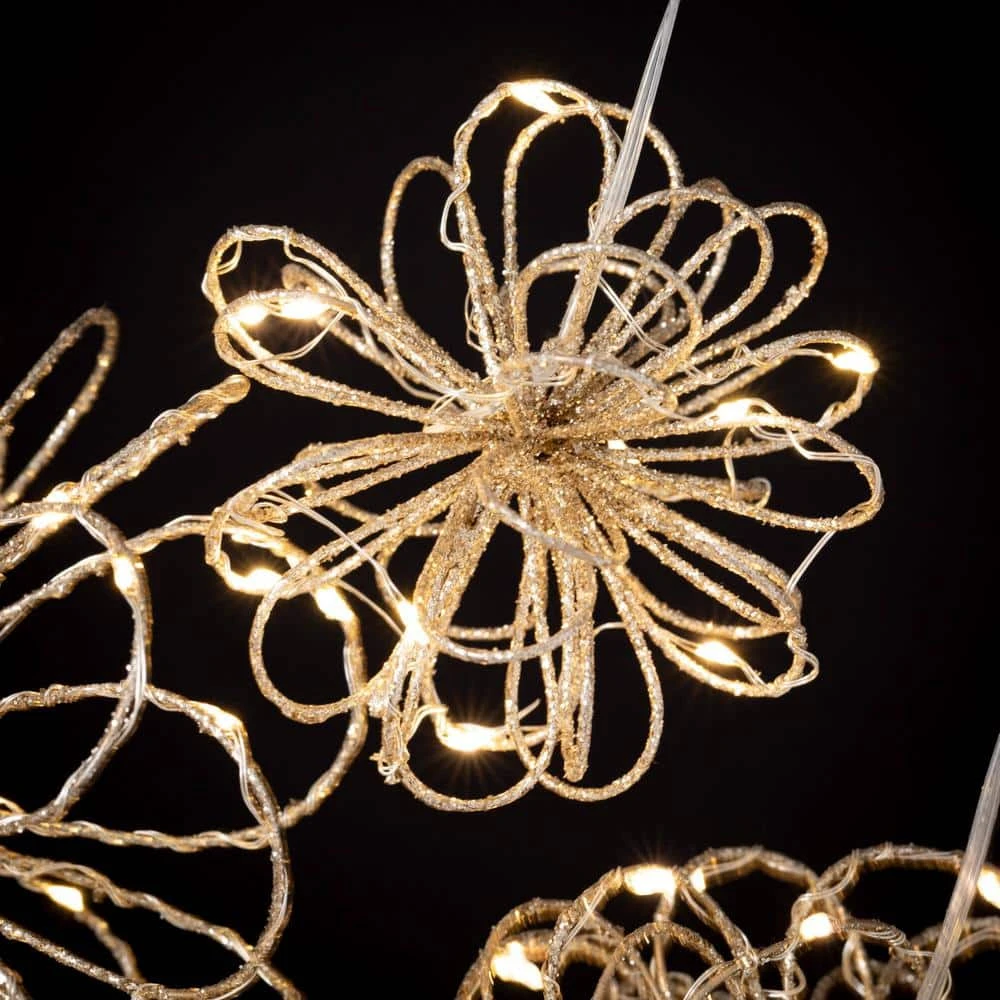 6.5", 5.5" & 4" Christmas Lighted Gold Swirl Balls Set Of 3 2 6.5", 5.5" & 4" Christmas Lighted Gold Swirl Balls Set Of 3 - Image 2