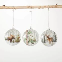 4 In. Multicolor Woodland Animal Disc Ornament (Set Of 3)