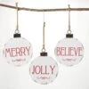 12 In. Jolly Text Ornament - Set Of 3, Multicolored Christmas Ornaments