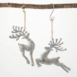 7.25 In. And 6 In. Silver Reindeer Ornament - Set Of 2, Silver Christmas Ornaments