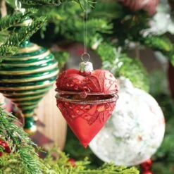 3.5 In. Red Heart Box Christmas Ornaments Set Of 6 -Northlight Shop sullivans christmas ornament sets or5061kit 4f 1000