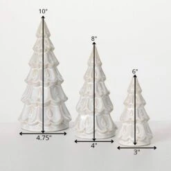 6", 8" & 10" Ceramic Cream Christmas Pine Tree Set Of 3 -Northlight Shop sullivans christmas tabletop trees pn4147 1f 1000