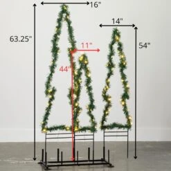 44 In. 54 In. And 63.25 In. Lighted Tree Christmas Yard Decor - Set Of 3, Green -Northlight Shop sullivans christmas yard decorations met2202 44 1000
