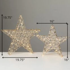 19.75 In. And 16 In. Lighted Outdoor Gold Stars Christmas Yard Decor - Set Of 2 7 19.75 In. And 16 In. Lighted Outdoor Gold Stars Christmas Yard Decor - Set Of 2 -Northlight Shop sullivans christmas yard decorations pn3975 1f 1000
