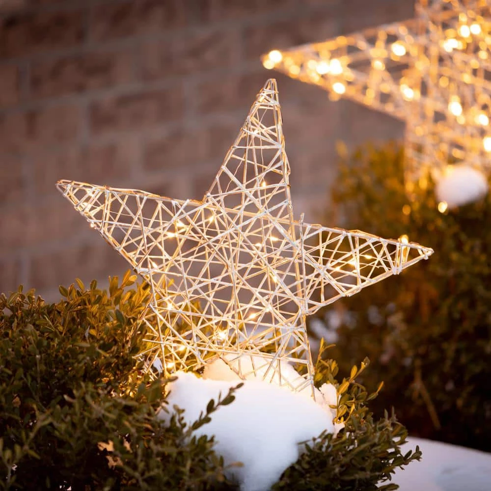 19.75 In. And 16 In. Lighted Outdoor Gold Stars Christmas Yard Decor - Set Of 2 3 19.75 In. And 16 In. Lighted Outdoor Gold Stars Christmas Yard Decor - Set Of 2 - Image 3