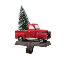 7.75 In. Red Christmas Truck And Tree Stocking Holder