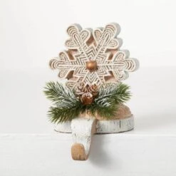 7 In. White Resin Snowflake Stocking Holder