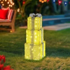 34 In. Christmas Illuminated Stacking Gift Box, 3D Tinsel Santa Outdoor Garden Yard Lawn Festive Decoration With Lights 23 34 In. Christmas Illuminated Stacking Gift Box, 3D Tinsel Santa Outdoor Garden Yard Lawn Festive Decoration With Lights -Northlight Shop sunjoy christmas yard decorations d116019000 31 1000