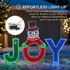 48 In. Christmas Lighted Joyous Snowman, 2D Tinsel Santa Display Set Outdoor Yard Lawn Festive Decoration With Lights -Northlight Shop sunjoy christmas yard decorations d116019800 1d 1000