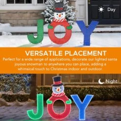 48 In. Christmas Lighted Joyous Snowman, 2D Tinsel Santa Display Set Outdoor Yard Lawn Festive Decoration With Lights -Northlight Shop sunjoy christmas yard decorations d116019800 1f 1000