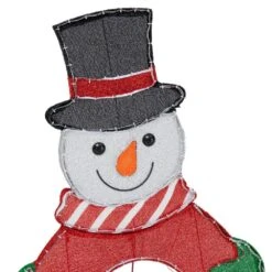 48 In. Christmas Lighted Joyous Snowman, 2D Tinsel Santa Display Set Outdoor Yard Lawn Festive Decoration With Lights -Northlight Shop sunjoy christmas yard decorations d116019800 44 1000