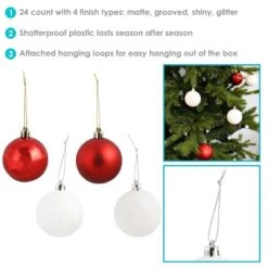 Red And White Merry Medley Plastic Ornament Set (24-Piece) -Northlight Shop sunnydaze christmas ornament sets sme 534 fa 1000