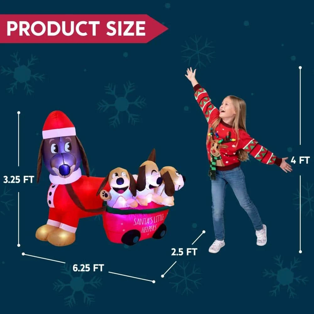 2.5 Ft. W X 3.25 Ft. H Cheerful Lighted Christmas Puppy Inflatable For Christmas Outdoor Decor 7 2.5 Ft. W X 3.25 Ft. H Cheerful Lighted Christmas Puppy Inflatable For Christmas Outdoor Decor - Image 7