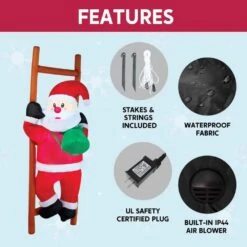 6 Ft. In H X 2 Ft. In W Festive Climbing Santa Inflatable For Christmas Outdoor Decor -Northlight Shop syncfun christmas inflatables 30631 4f 1000