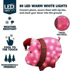 Syncfun 21 In. Tall Pink And Red Tensil Cotton Pig LED Yard Light For Christmas Outdoor Or Patio Decors -Northlight Shop syncfun christmas yard decorations 30172 44 1000