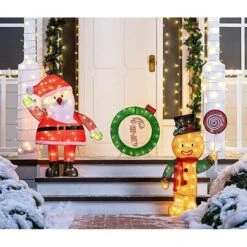 Syncfun 2 Ft. Tall Multicolored Tinsel Candy Cane Ornament W/Warm White LED Lights, Indoor Outdoor Christmas Decoration -Northlight Shop syncfun christmas yard decorations 31121 44 1000