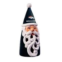 Denver Broncos Santa LED Christmas Garden Statuary, 8 In.