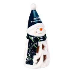 Seattle Seahawks Snowman LED Christmas Garden Statuary, 8 In.