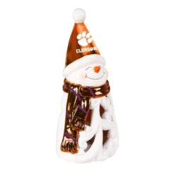 Clemson University Snowman LED Christmas Garden Statuary, 8 In.