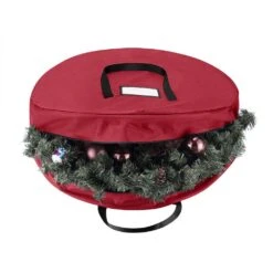 36 In. Artificial Red Canvas Supreme Christmas Wreath Storage Bag -Northlight Shop tiny tim totes wreath storage hwd630369 31 1000