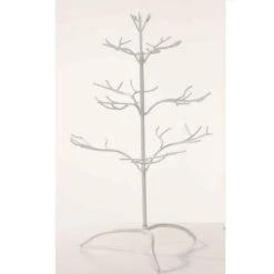 25 In. White Metal Ornament Tree With Hanging Branches