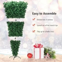 7 Ft. Green Unlit Upside Down Artificial Christmas Tree With Metal Stand -Northlight Shop unlit christmas trees 8ck22 cm856 4f 1000