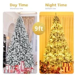 9 Ft. Green Unlit Artificial Christmas Tree With Premium Snow Flocked Hinged 10 9 Ft. Green Unlit Artificial Christmas Tree With Premium Snow Flocked Hinged -Northlight Shop unlit christmas trees 8ck23 cm489 4f 1000