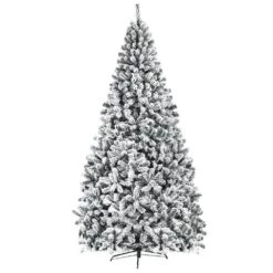 9 Ft. Green Unlit Artificial Christmas Tree With Premium Snow Flocked Hinged