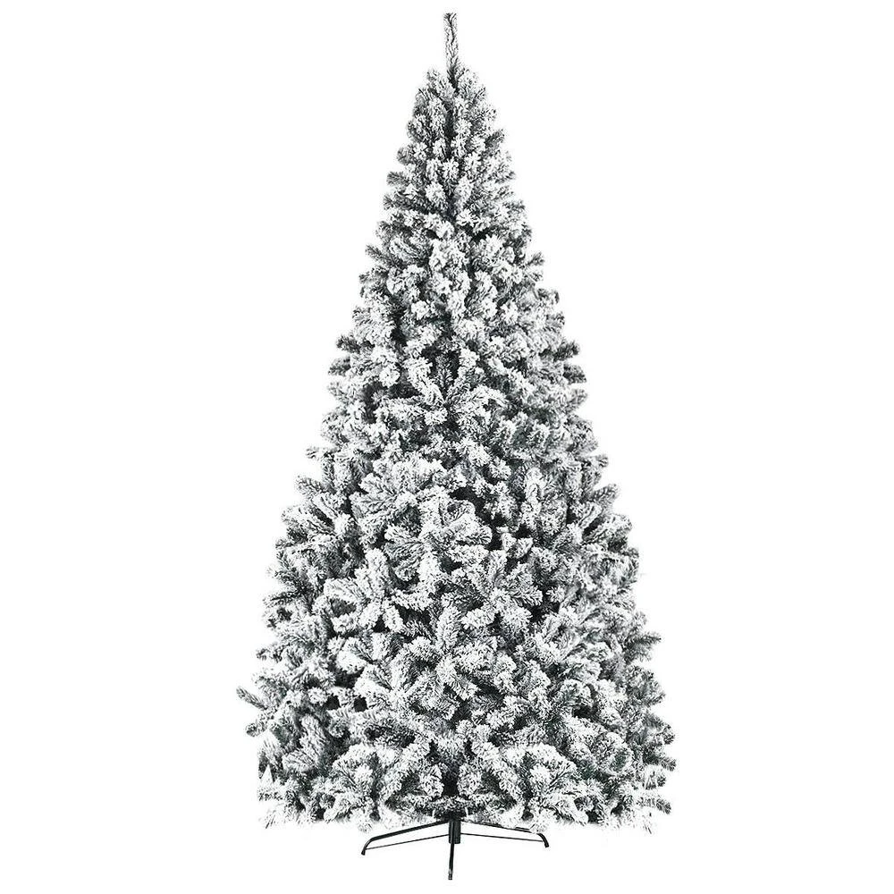9 Ft. Green Unlit Artificial Christmas Tree With Premium Snow Flocked Hinged 1 9 Ft. Green Unlit Artificial Christmas Tree With Premium Snow Flocked Hinged