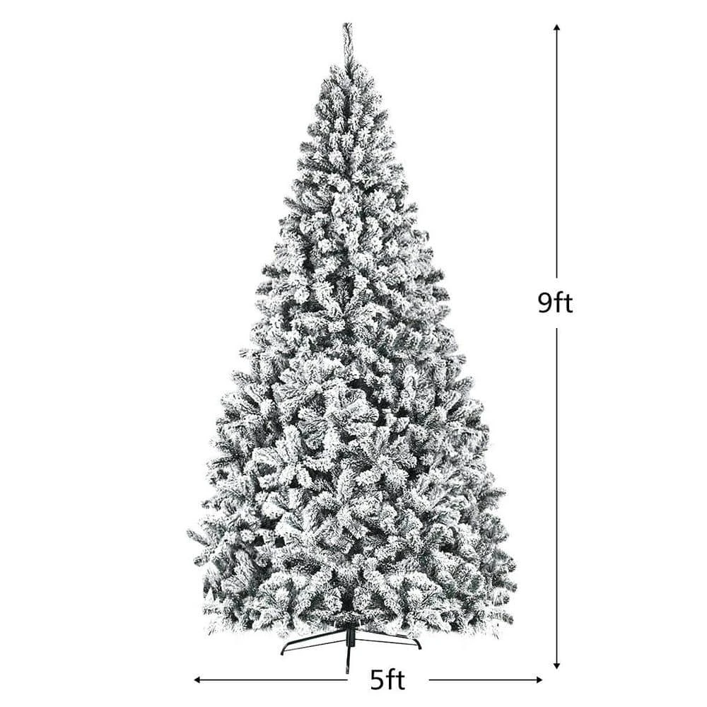 9 Ft. Green Unlit Artificial Christmas Tree With Premium Snow Flocked Hinged 3 9 Ft. Green Unlit Artificial Christmas Tree With Premium Snow Flocked Hinged - Image 3