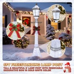 6 Ft. 3D Post Light Outdoor Christmas Holiday Yard Decoration Cool White LED -Northlight Shop veikous christmas yard decorations pg0403 14 76 1000