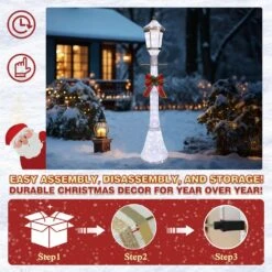 6 Ft. 3D Post Light Outdoor Christmas Holiday Yard Decoration Cool White LED -Northlight Shop veikous christmas yard decorations pg0403 14 77 1000