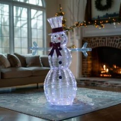 4.5 Ft. Iridescent Snowman Outdoor Christmas Holiday Yard Decoration With Cool White LED Lights -Northlight Shop veikous christmas yard decorations pg0403 18 44 1000