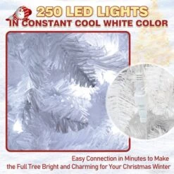 6.5 Ft. Pre-Lit LED Pencil Slim Artificial Christmas Tree With Cool White Light, White -Northlight Shop veikous pre lit christmas trees hp1001 15wh 77 1000
