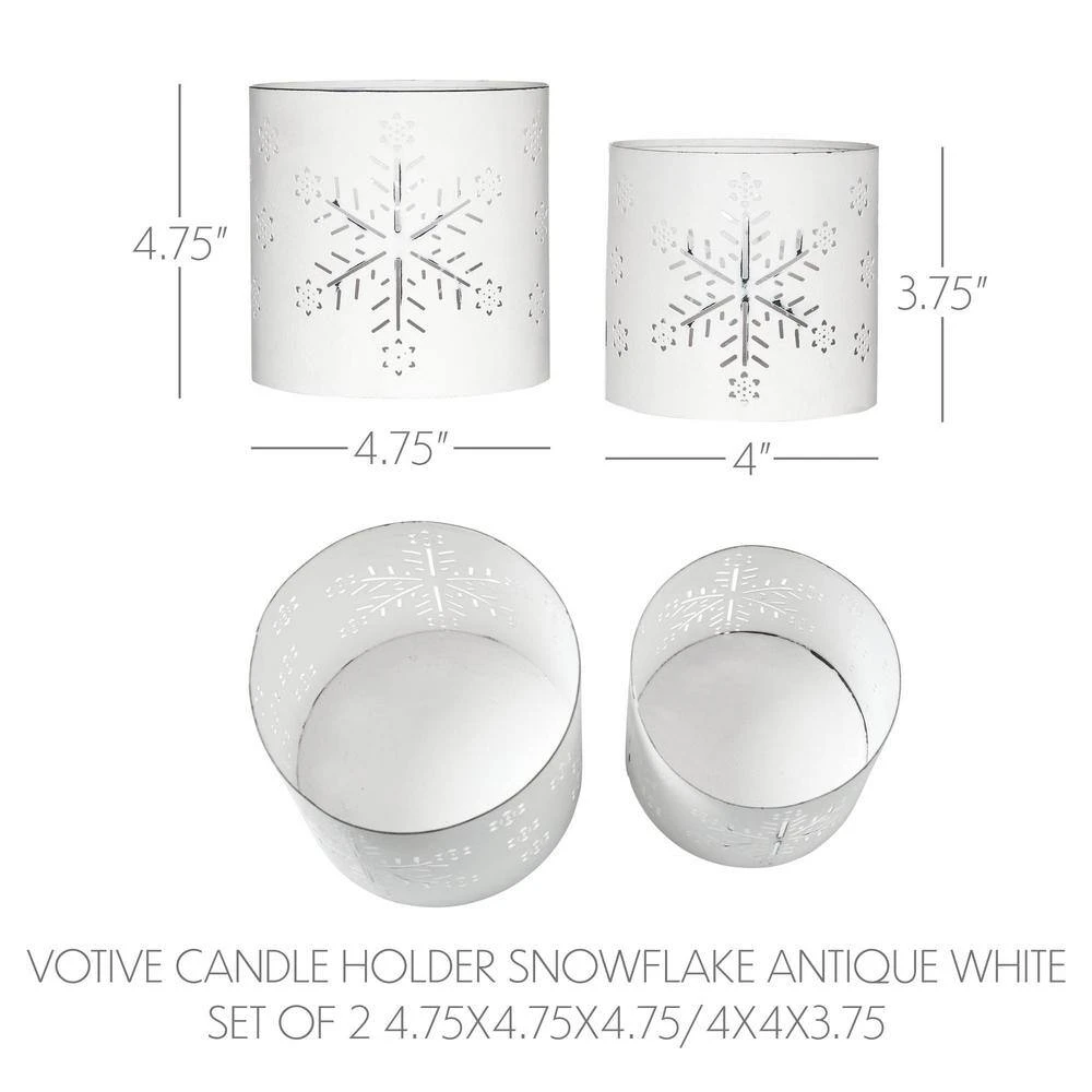 Seasons Crest Antique White Christmas Snowflake Votive Candle Holder (Set Of 2) 5 Seasons Crest Antique White Christmas Snowflake Votive Candle Holder (Set Of 2) - Image 5