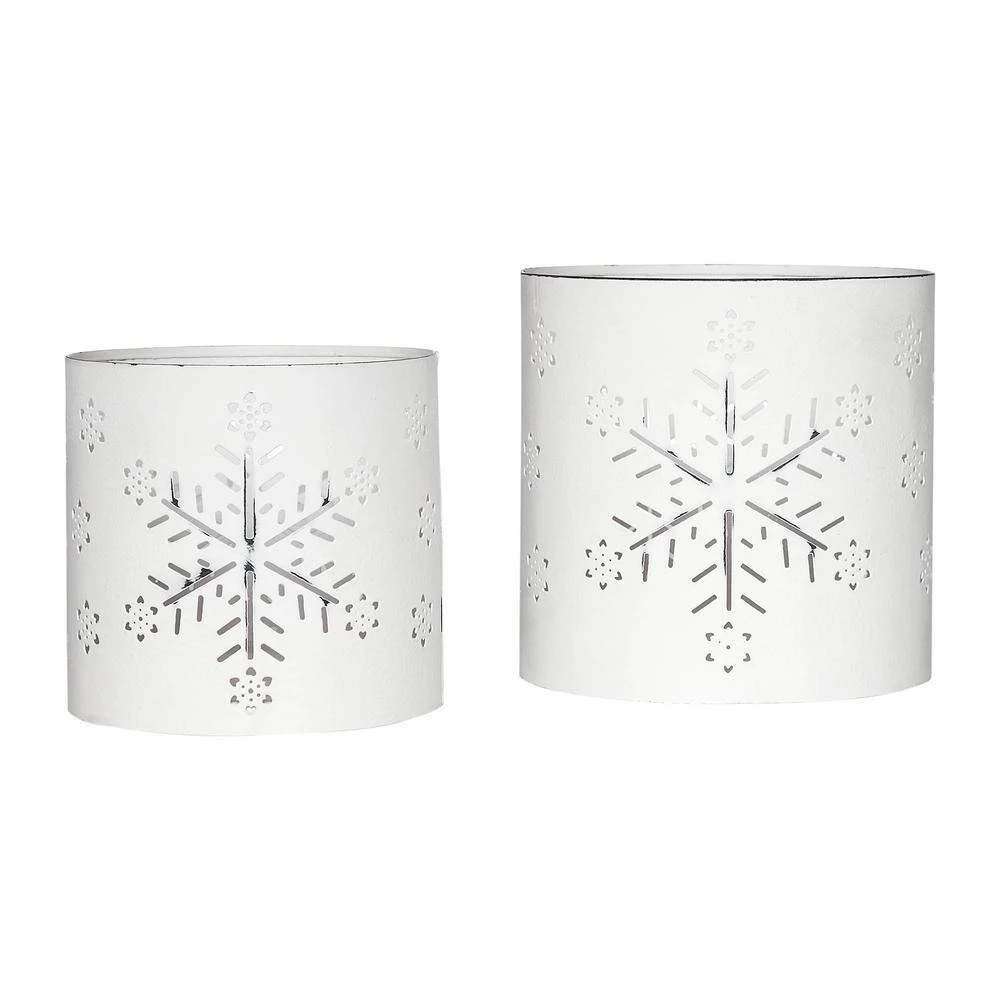 Seasons Crest Antique White Christmas Snowflake Votive Candle Holder (Set Of 2) 3 Seasons Crest Antique White Christmas Snowflake Votive Candle Holder (Set Of 2) - Image 3