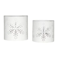 Seasons Crest Antique White Christmas Snowflake Votive Candle Holder (Set Of 2)