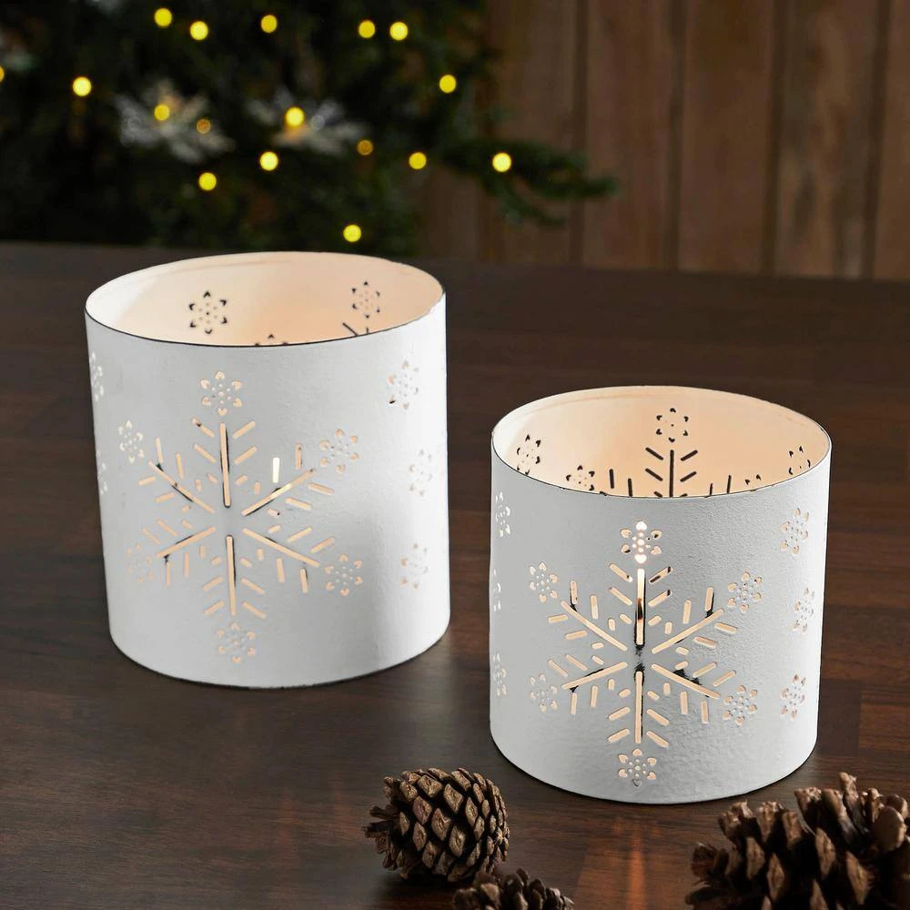 Seasons Crest Antique White Christmas Snowflake Votive Candle Holder (Set Of 2) 2 Seasons Crest Antique White Christmas Snowflake Votive Candle Holder (Set Of 2) - Image 2