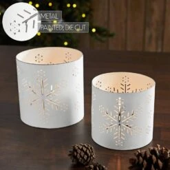 Seasons Crest Antique White Christmas Snowflake Votive Candle Holder (Set Of 2) 11 Seasons Crest Antique White Christmas Snowflake Votive Candle Holder (Set Of 2) -Northlight Shop vhc brands christmas candles 85310 fa 1000